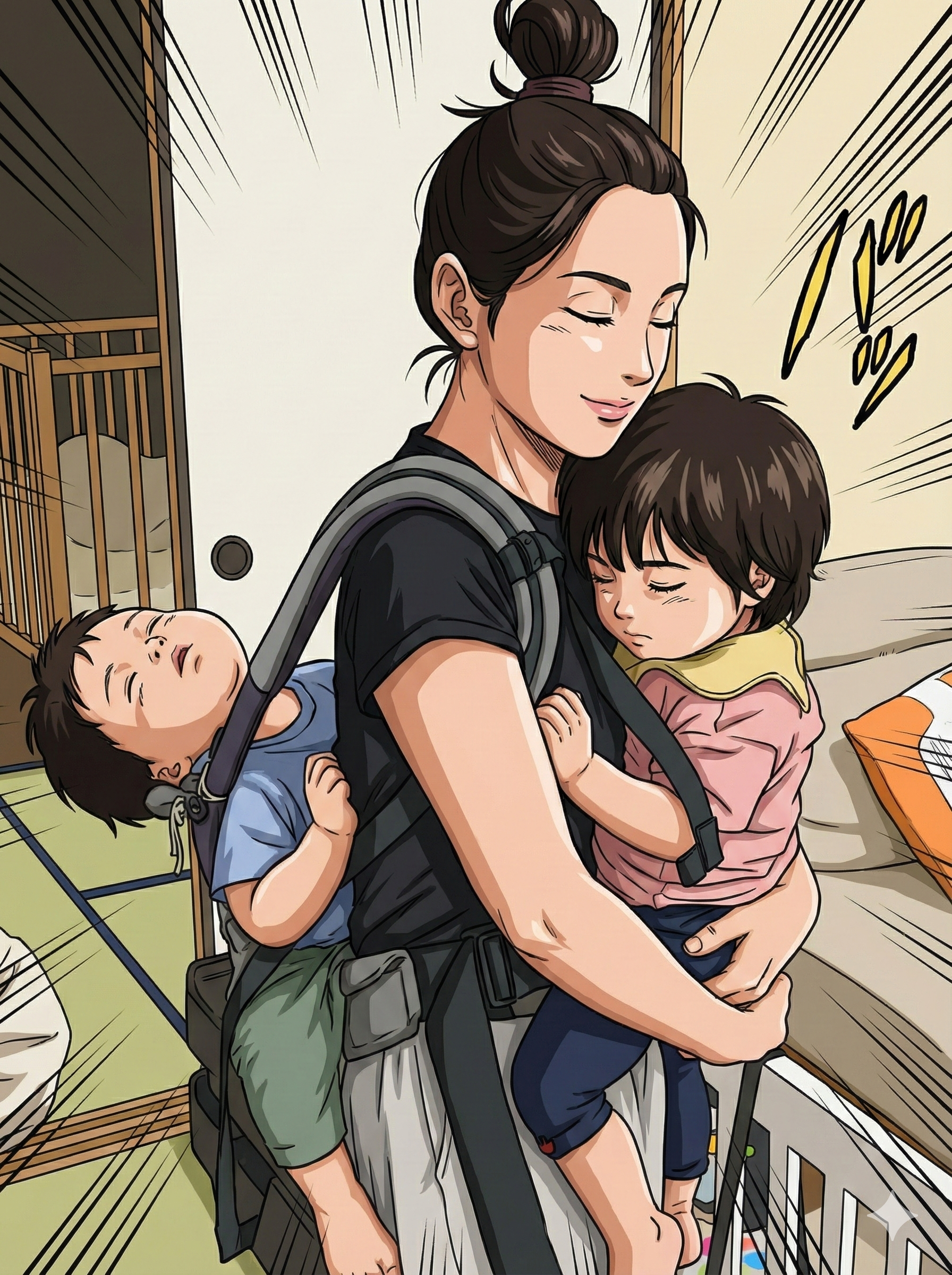 双子の同時寝かしつけ